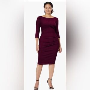 Miusol Burgundy 2/3 Sleeve pencil dress